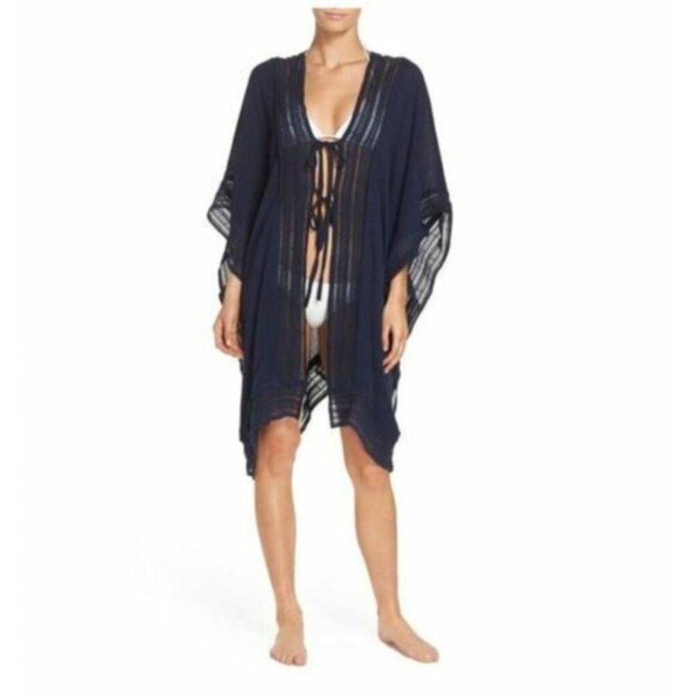 Muche Et Muchette Navy Blue Embroidered Serendipity Swim Cover Up SZ SP NWT